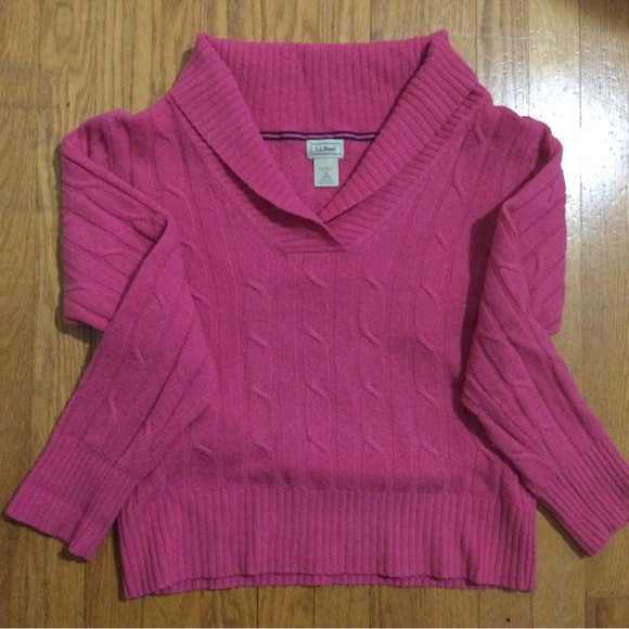 Pink L.L. Bean Shawl Collar Sweater - Picture 2 of 4